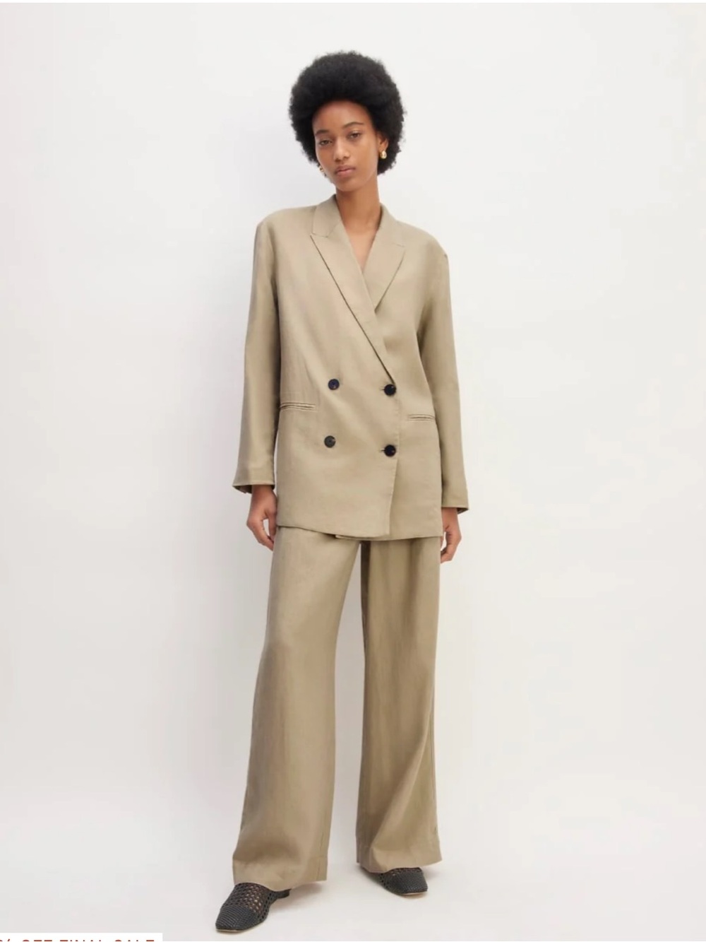 Everlane Double-Breasted Beige Blazer Jacket